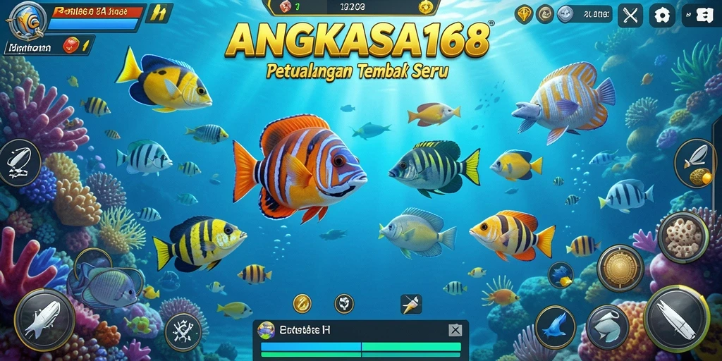 Tampilan gameplay seru ANGKASA168 dengan aksi Tembak Ikan yang menegangkan.