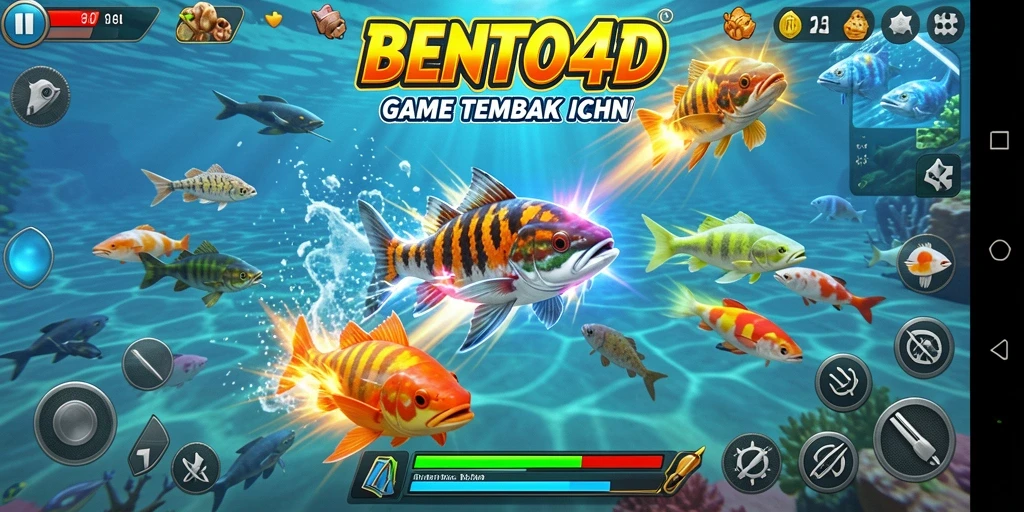 Gameplay seru di BENTO4D dengan berbagai ikan yang menunggu untuk ditangkap.
