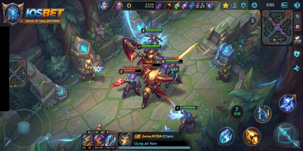 Tampilan menarik dari gameplay <strong>IOSBET</strong> saat bertanding di arena MOBA.