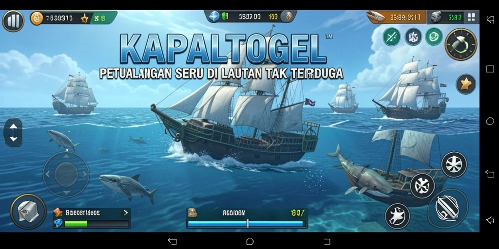Tampilan gameplay mendebarkan di laut penuh tantangan.