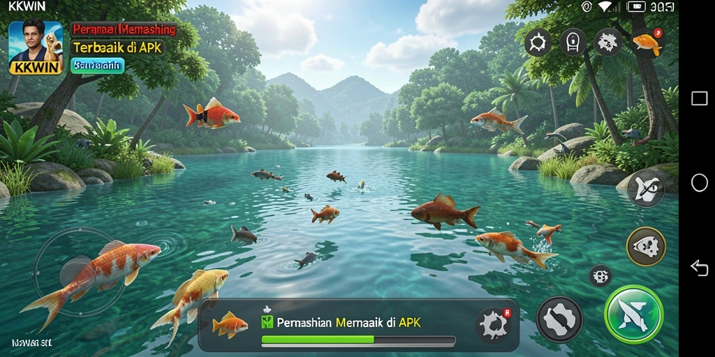 Tampilan gameplay KKWIN yang menarik dan penuh aksi memancing.