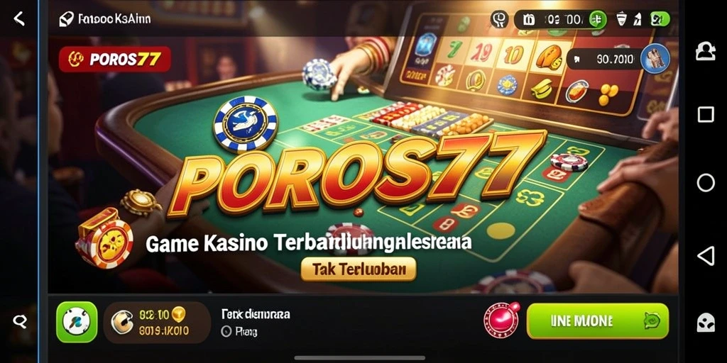 Screenshot POROS77 menampilkan suasana permainan Kasino yang mendebarkan.