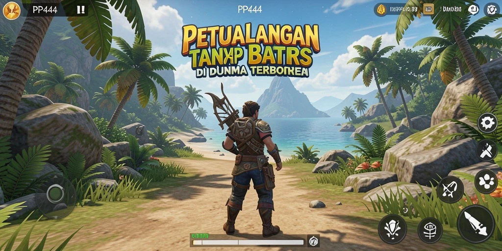 Screenshot gameplay PP444 menunjukkan petualangan seru dalam dunia terbuka.