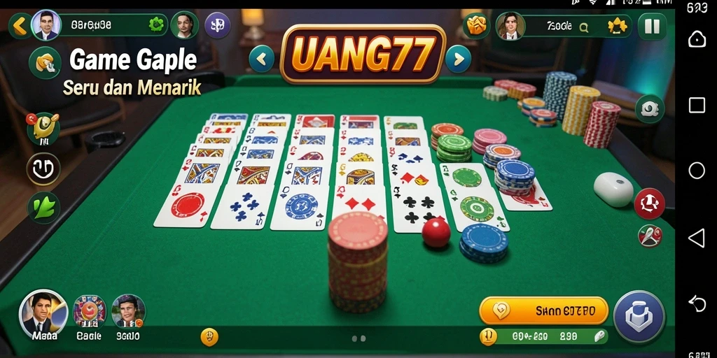 Tampilan gameplay seru UANG77 saat bermain Gaple.